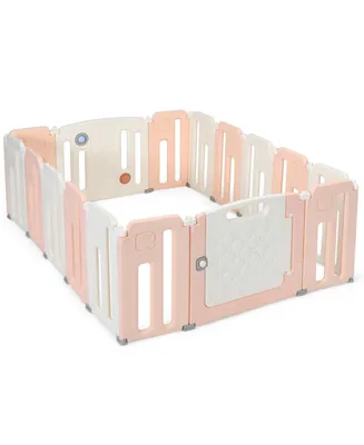 16 Panels Baby Safety Playpen with Drawing Board