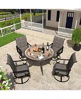 Mondawe 5-Piece Aluminum Outdoor Patio Dining Set with Swivel Armchair, Gray