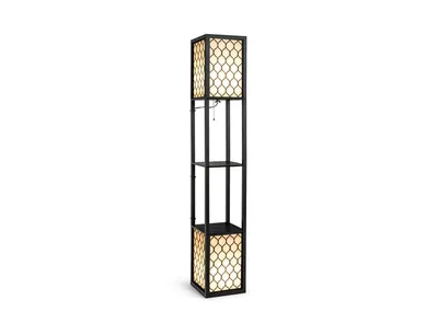 Modern Shelf Freestanding Floor Lamp With Double Lamp Pull Chain And Foot Switch