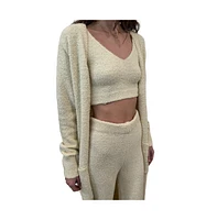 Naked Rebellion Women's Cozy Lounge & Sleepwear 3-Piece Set with Cardigan, Brami and Pants