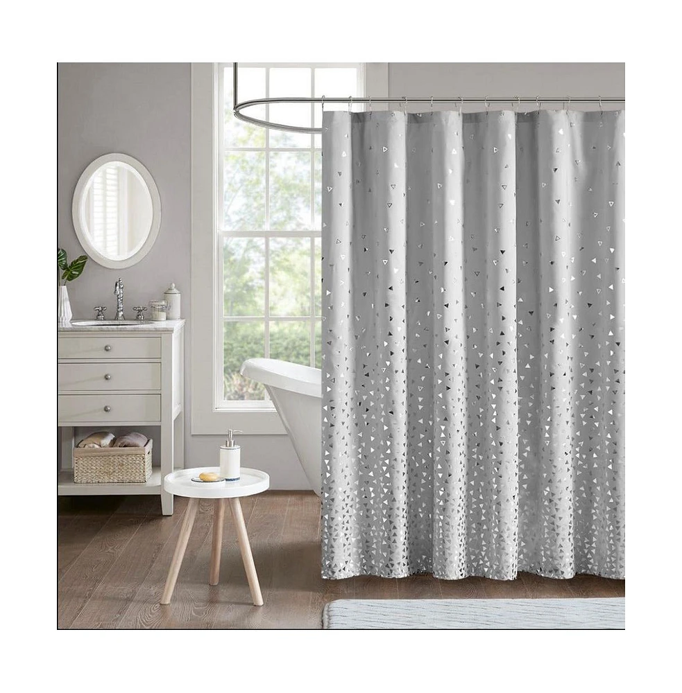 Home Outfitters Grey/Silver 85gsm Microfiber Printed Shower Curtain 72''W x 72"L, Shower Curtain for Bathrooms, Casual