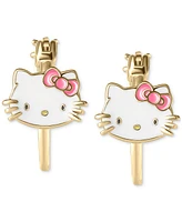 Hello Kitty Enamel Small Hoop Earrings in 18k Gold-Plated Sterling Silver, 3/4"