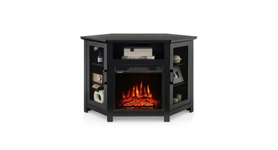 Slickblue Corner Tv Stand with 18 Inch Electric Fireplace for TVs up to 50