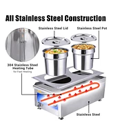 1200W Dual Pots Countertop Food Warmer Stainless Steel Commercial Bain Marie
