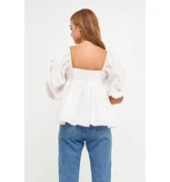 Women's Sleeve Cinched Pin tuck Top