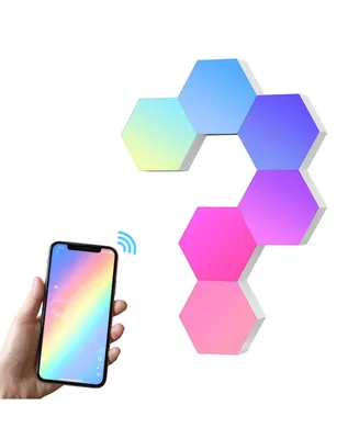 6 Pack Wi-Fi Smart Led Light Accessory Hexagon Lamp Voice Control Diy Home Gifts