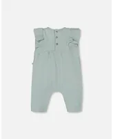 Baby Girl Organic Cotton Ribbed Jumpsuit Sage Green - Infant