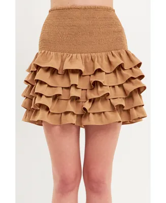 endless rose Women's Tiered Ruffle Mini Skirt