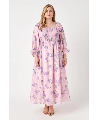Women's Plus size Floral Smocked Maxi Dress