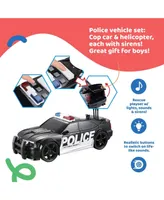 Friction Powered Emergency Vehicle Toys with Police Car and Helicopter