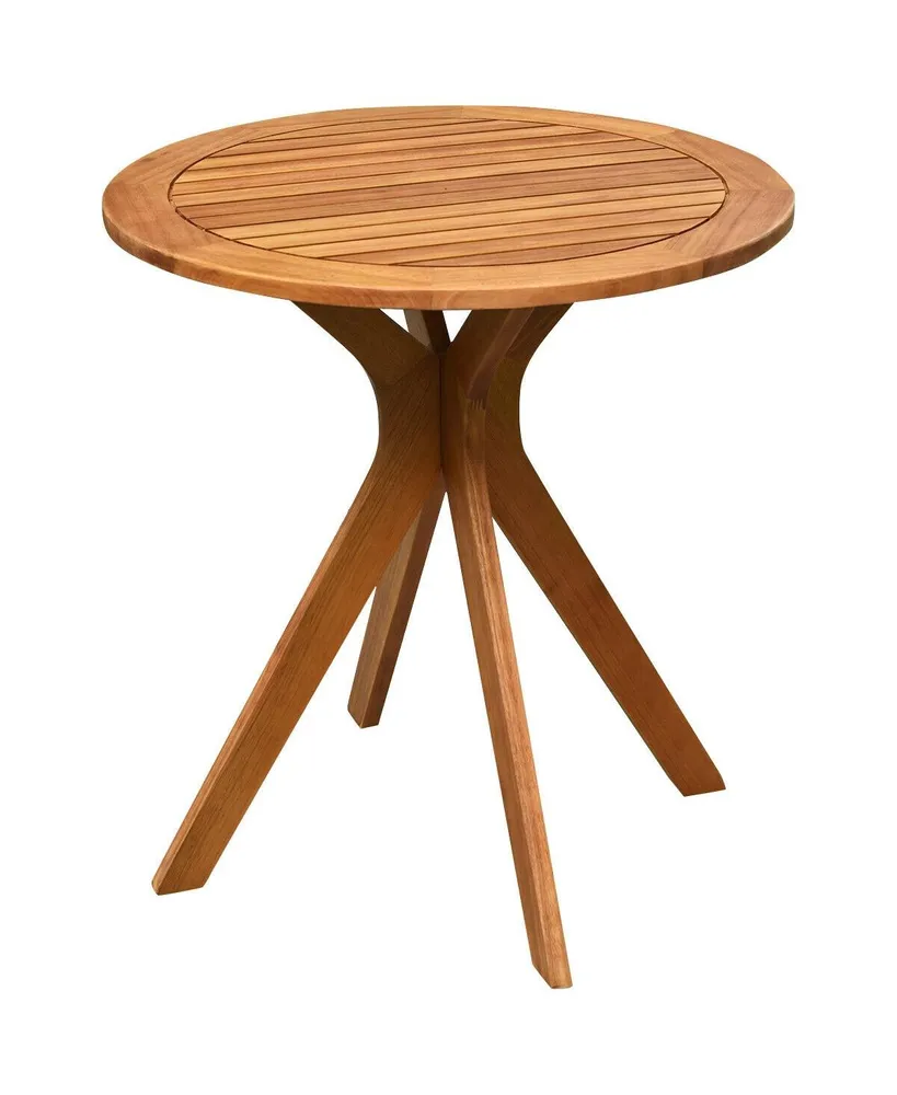 27 Inch Outdoor Round Solid Wood Coffee Side Bistro Table