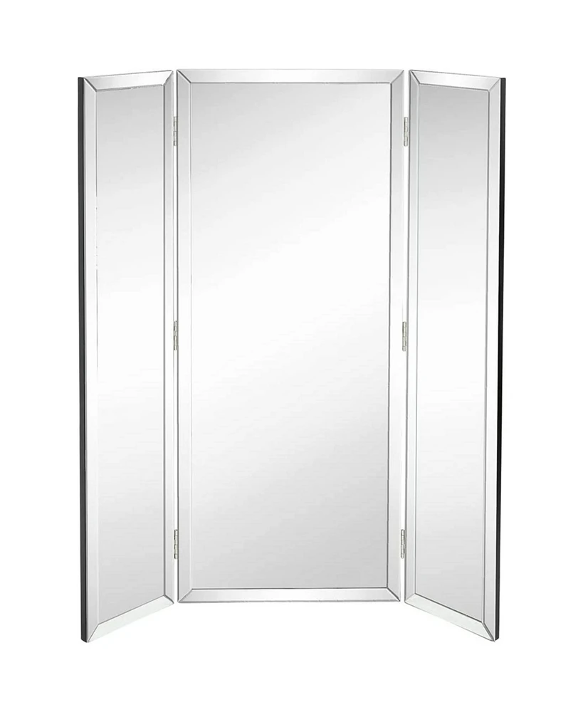 Trifold Mirror with Full Length Beveled Edges, 3 Way Hang able Design