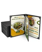 Yescom 10 Packs Menu Covers 8.5"x11" 4 View Leather Book Style Black Faux Custom Logo Cafe Restaurant Bars