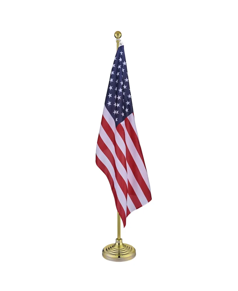 Yescom 8 Ft Sectional Indoor Flag Pole Kit Gold Finial Base Aluminum 3x5 Ft Us Flag