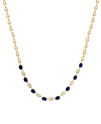 Effy Sapphire (7-5/8 ct. t.w) & Diamond (1/3 ct. t.w.) Mariner Link 18" Collar Necklace in 14k Gold