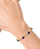 Effy Sapphire (3-3/4 ct. t.w) & Diamond (1/8 ct. t.w.) Mariner Tennis Link Bracelet in 14k Gold