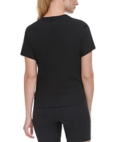 Dkny Sport Women's Knot-Front Metallic Logo T-Shirt