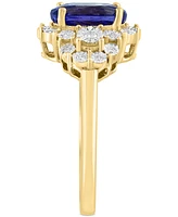 Effy Tanzanite (1-5/8 ct. t.w) & Diamond (1/8 ct. t.w.) Oval Halo Ring in 14k Gold