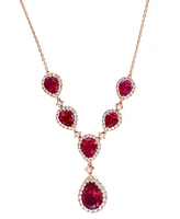 Effy Lab Grown Ruby (16-1/4 ct. t.w.) & Lab Grown Diamond (2-5/8 ct. t.w.) 18" Statement Necklace in 14k Rose Gold