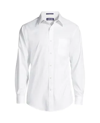 Lands' End Big & Tall Solid No Iron Supima Pinpoint Straight Collar Dress Shirt