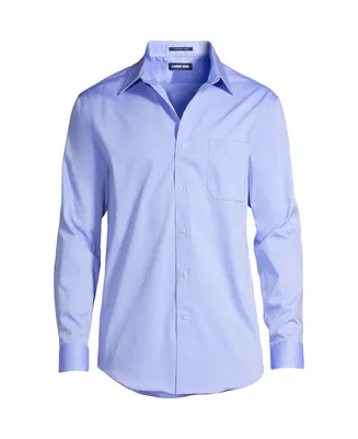 Lands' End Men's Solid No Iron Supima Pinpoint Straight Collar Dress Shirt