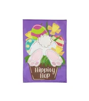 Evergreen Hip Hop Bunny Garden Burlap Flag 12.5 x 18 Inches Indoor Outdoor Decor