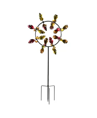 Evergreen Fall Leaves Jubilee Outdoor Kinetic Wind Spinner Red and Gold