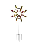 Evergreen Fall Leaves Jubilee Outdoor Kinetic Wind Spinner Red and Gold