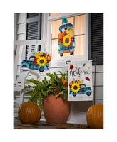 Fall Plaid Truck Led Window Decor