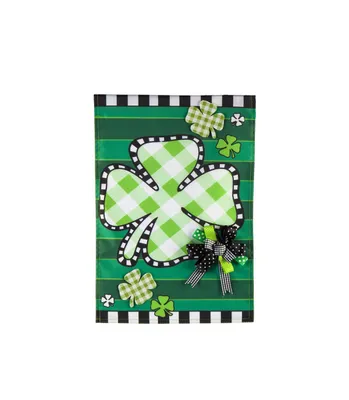 Evergreen Check Clover Garden Applique Flag- 12.5 x 18 Inches Outdoor Decor for Homes and Gardens