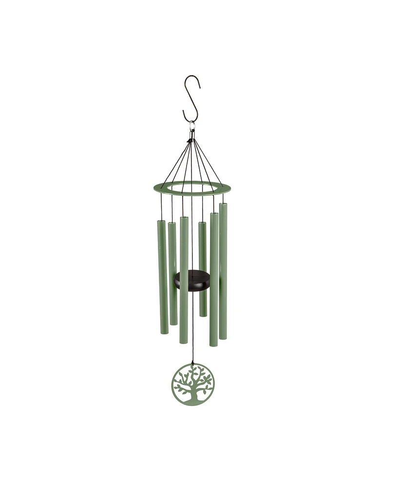 Evergreen Hand Tuned Tree of Life Wind Chime for Outside Scale of C|Deep Tone|Powder-coated Metal|Green|27