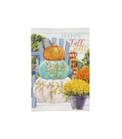 Happy Fall Stacked Pumpkins Garden Linen Flag