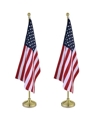 Yescom 2 Pack 8 Ft Sectional Indoor Flag Pole Kit with Embroidered Stars& Base Ball Aluminum 3x5 Ft Us Flag