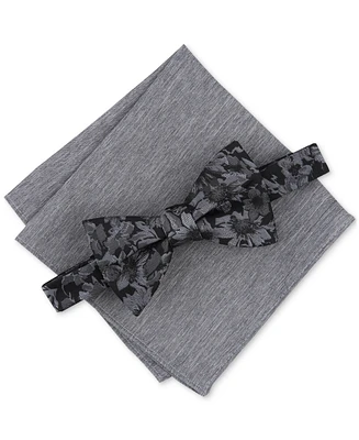 Bar Iii Men's Malaga Floral Bow Tie & Solid Pocket Square Set, Created for Macy's