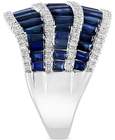 Effy Sapphire (4-3/4 ct. t.w.) & Diamond (3/8 ct. t.w.) Baguette Statement Ring in 14k White Gold