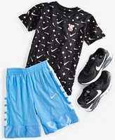 Nike Big Boys Sportswear Printed T Shirt Elite Dri Fit Basketball Shorts Flex Runner 2 Slip On Running Sneakers From Finish Line