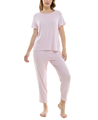 Roudelain Women's 2-Pc. Cropped Pointelle Pajamas Set