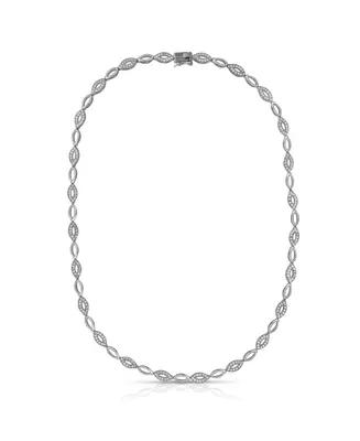 Sterling Silver White Gold Plated Cubic Zirconia Simplicity Necklace