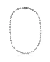 Sterling Silver White Gold Plated Cubic Zirconia Simplicity Necklace