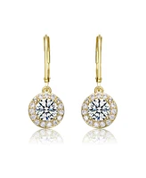 Elegant Halo Drop Dangle Leaver back Earrings