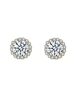 Elegant Round Stud Earrings with Clear Cubic Zirconia