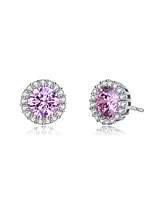 Elegant Round Stud Earrings with Clear Round Cubic Zirconia