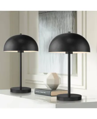 360 Lighting Rhys Mid Century Modern Cottage Mushroom Accent Table Lamps 19 1/2" High Set of 2 Black Metal Dome Shade Decor for Living Room Bedroom Ho
