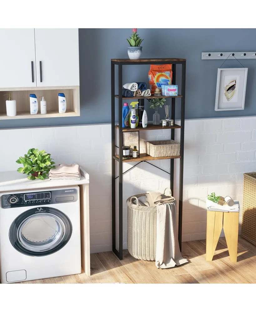 4-Tier Freestanding Over the Toilet Storage Rack-Rustic Brown