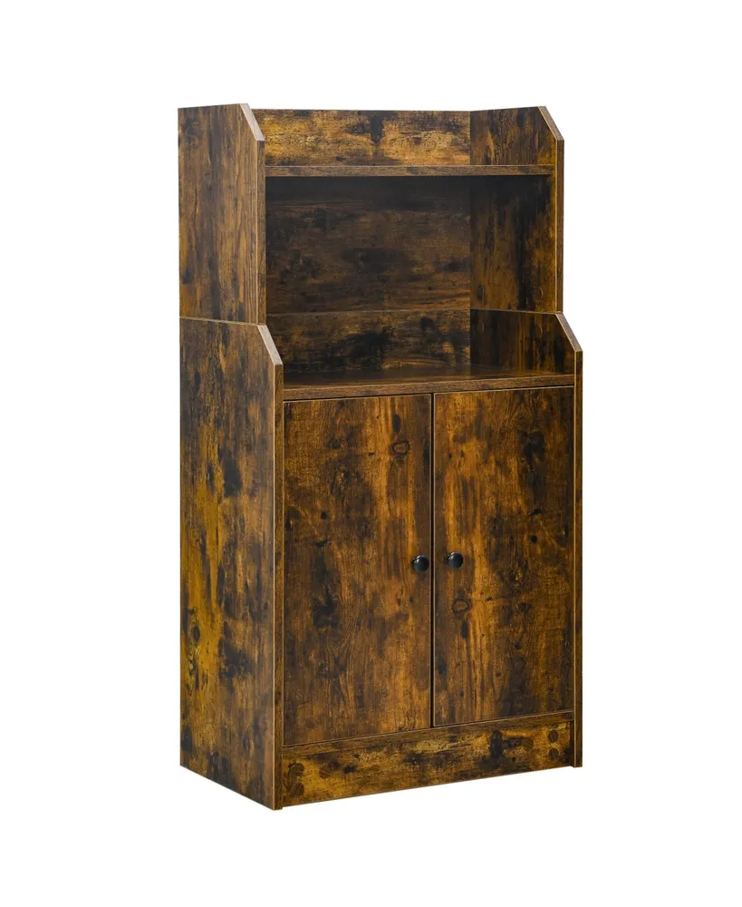 Storage Cabinet Bookcase with Doors and Display Shelf-Rustic Brown