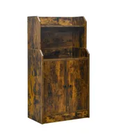 Storage Cabinet Bookcase with Doors and Display Shelf-Rustic Brown