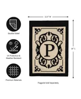 Evergreen Flag Cambridge Chic Letter P Monogram Applique Garden Flag - 12.5" Wide x 18" High