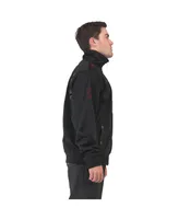 Men's Black Poly Burgundy Embroidery Patches Performance Track Jacket