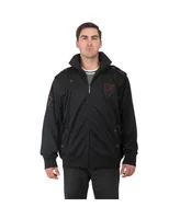 Men's Black Poly Brown Embroidery Patches Performance Track Jacket