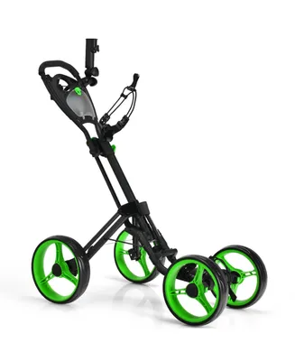 4 Wheel Golf Push Cart with Brake Scoreboard Adjustable Handle